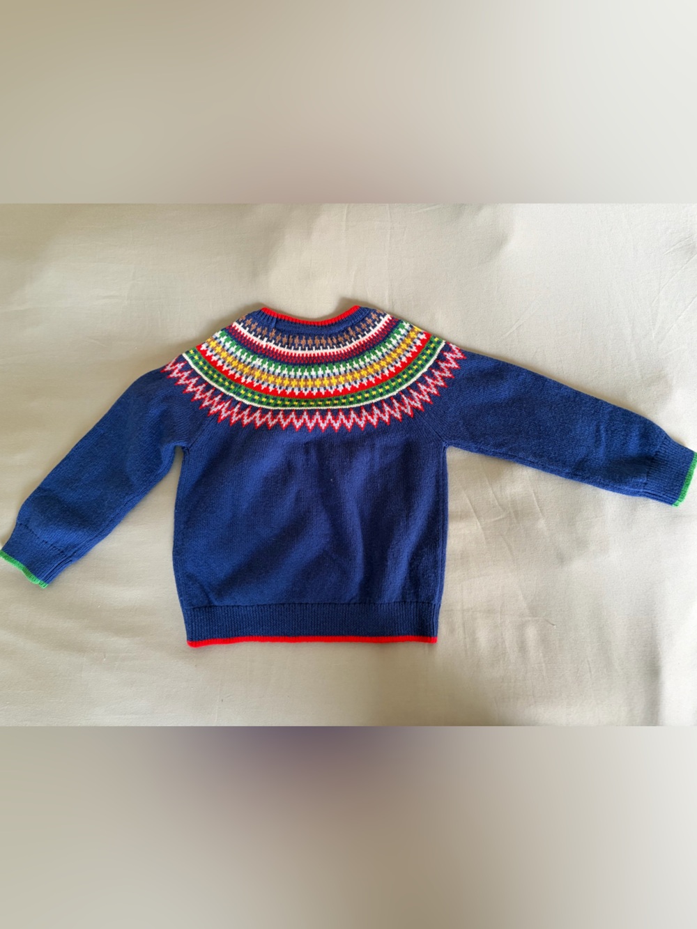 Mini Boden Navy Sweater with Rainbow Fair Isle Yoke NWT